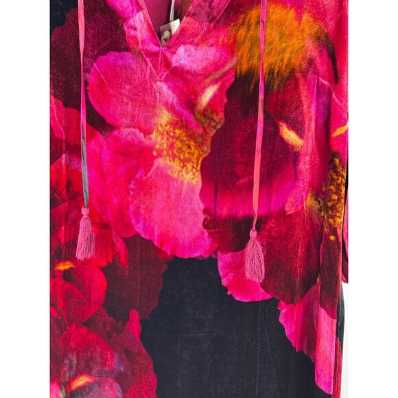 Johnny Was Vesna Velvet Silk Blend Shift Mini Dress in Ruby Bloom Size S NWT - Picture 5 of 6